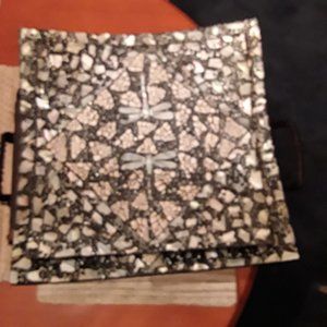 Balinese Mosaic Small Square Dragonfly Plates